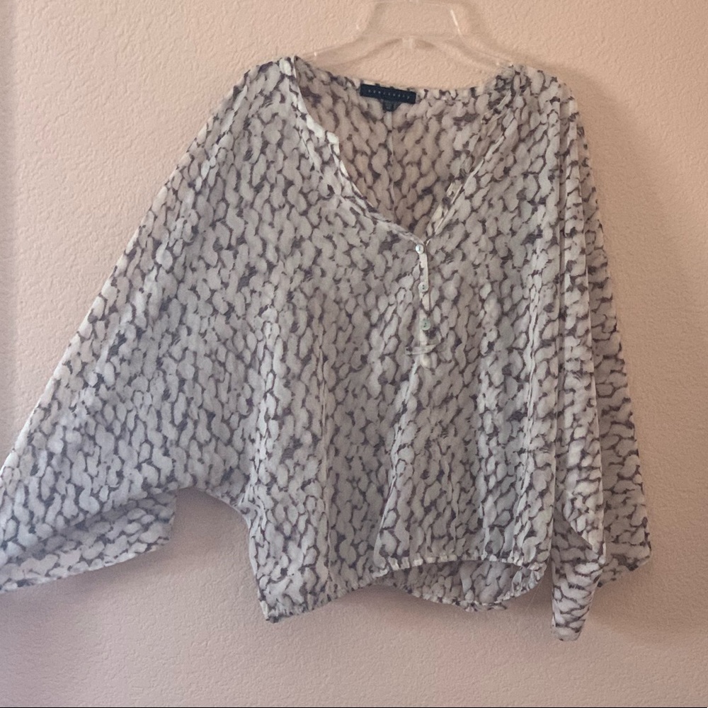 Sheer marveled bat-sleeve blouse